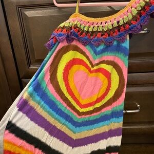 Flowers by Zoe bohemian  heart crochet dress 💗 6x one shoulder